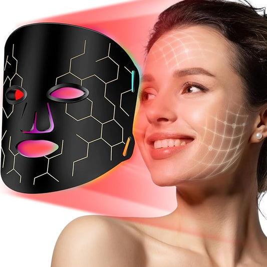 LED Fcae Mask Light Therapy, 8 Modes 288 Beads Red Light Therapy for Face, Portable Remote Timer, 630nm & 850nm Infrared Therapy Mask for Anti-Aging, Skin Rejuvenation at Home