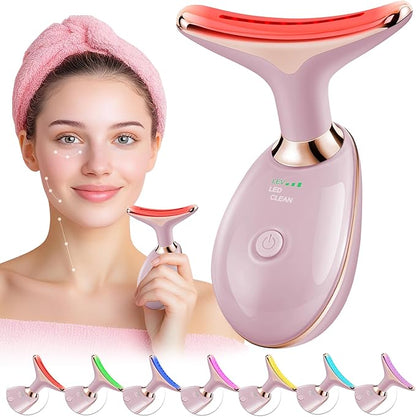 Red-Light-Therapy-for-Face, Facial Massager Wand with 7 Color - Birthday, Christmas, Mothers Day, Valentines Day, Self Care Gifts for Her Women Mom Best Friend Wife Teacher (Rose Gold)