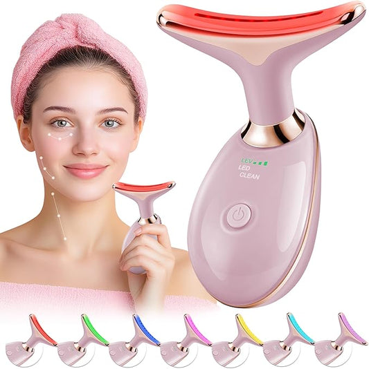 Red-Light-Therapy-for-Face, Facial Massager Wand with 7 Color - Birthday, Christmas, Mothers Day, Valentines Day, Self Care Gifts for Her Women Mom Best Friend Wife Teacher (Rose Gold)