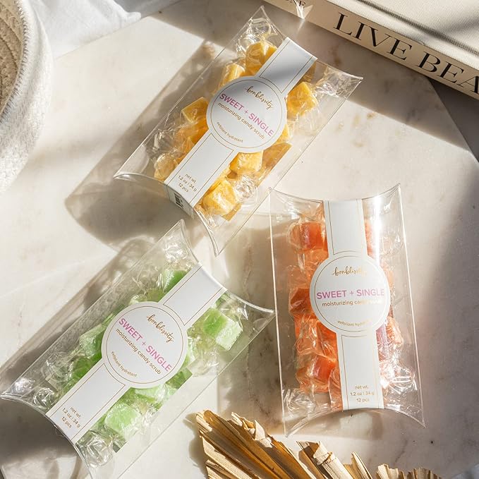 Bonblissity Sugar Scrub Candy 36pcs, For Exfoliating Hands, Feet Turns into Lotions l Sweet Satsuma, Mango Sorbet, Fresh Lemongrass