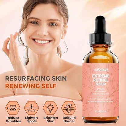 Retinol Serum for Face 2.5%, B5 Herbal Resurfacing Retinol with Vitamin C, Vitamin E, Hyaluronic Acid, Anti-Aging, Wrinkle Smoothing, Dark Spot Corrector, Brighten Dullness 2 Packs