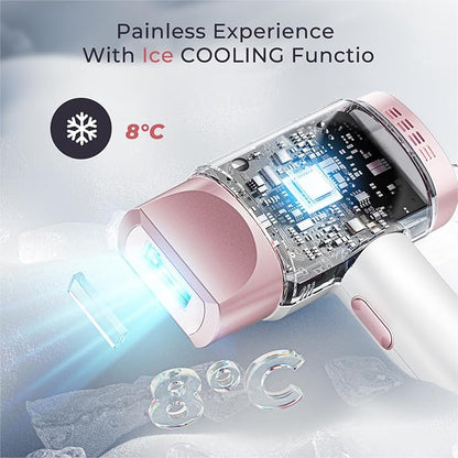 Laser Hair Removal for Women and Men, IPL with Ice-Cooling System for Nearly Painless And Long-Lasting Result At-Home Permanent Hair Removal Device 999999 Flashes for Whole Body Use