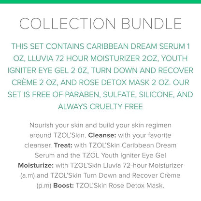 TZOL' SKIN Skin Collection Set- Essential Skincare Set, Vegan, Free of Paraben, Silicones, and Sulfates. Always Cruelty Free.