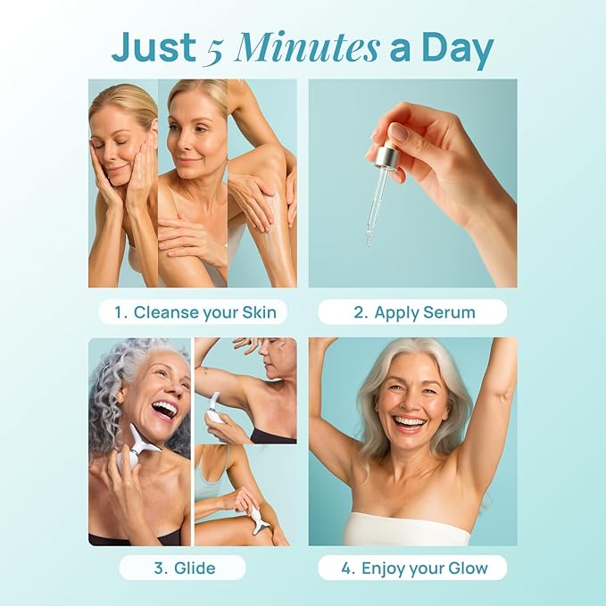 MyoGlow by MDD | Neck, Face, Arms, and Legs Skin Tightening and Lifting Lymphatic Drainage Massager Tool | Uses LED Light, Sonic Vibration, Thermal Activation