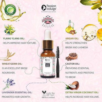 Eyelash Growth Serum | Organic Eyebrow Serum, Reduces thinning of lash & brow Infused with Castor Oil | Helps regrowth Naturally lash and brow and darkens lash and brow-10 ml