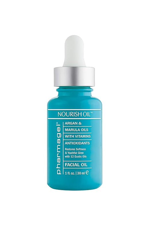 Pharmagel Nourish Facial Oil | Anti Aging Face Oil with 12 Exotic Oils including Avocado and Rosemary Seed | Dry Skin Relief | 1.0 fl. oz.