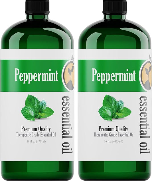 Peppermint Essential Oil 2-Pack (16oz Each, 32oz Total) – Therapeutic Grade – Candle Making – Peppermint Oil Bulk