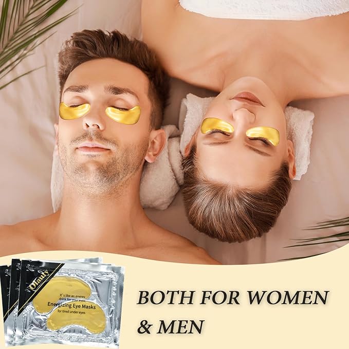 30 Pairs 24K Gold Eye Mask, Reduce Dark Circles, Puffy Eyes, Undereye Bags, Gel Collagen Eye Patches for Reduce Fine Line, Moisturizing Under Eye Gel Pads for Women Men