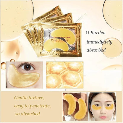 24K Gold Under Eye Patches, 100 Pairs Gold Collagen Under Eye Mask Skincare for Puffiness Eyes Dark Circles Treatments, Rreduce Wrinkles Fine Lines Firm Skin, Spa Salon Estheticians Supplies