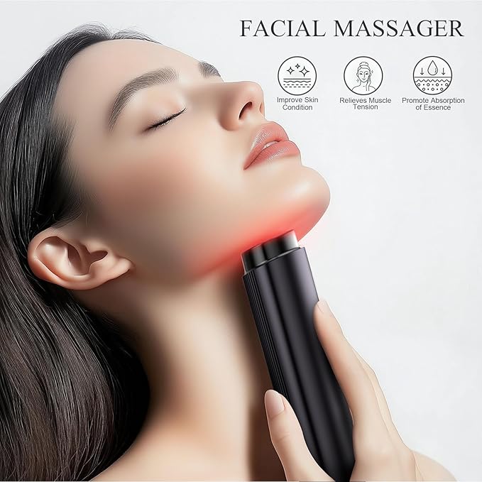 Microcurrent Facial Device, BNU 3-in-1 Light Therapy Beauty Massager for Wrinkle, Lifting, Firming, Puffiness Reduction and Promote Absorption, 4 Level Skin Tightening Machine for Face, Neck and Eye