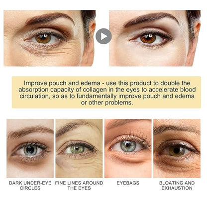 30 Pairs 24K Gold Eye Masks, Crystal Collagen Gel Eye Patches for Puffy Eyes, Reducing Fine Lines, Eye Bags, Moisturizing Cooling Skin Care Pads for Puffiness & Dark Circleseye Patches