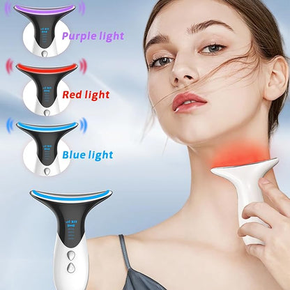 JINGYAN Neck Face Massager,3 Colour Modes and Vibration Skin Care Beauty Device,Face, Eye, Neck Skin Care Tools