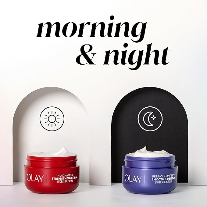 Olay Niacinamide Face Moisturizer, Strong & Firm Cream for Women, Anti-Aging, Anti-Wrinkle, Firming Skin Care, Evens, Hydrates to Repair Barrier, Recyclable Sustainable Eco Jar, Non-Greasy, 2 oz