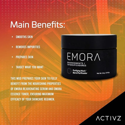 ACTIVZ Emora Purifying Mud - Skincare Mask with Kaolin Clay, Papain, and Honey to Remove Impurities, Exfoliate, and Promote Radiance - 26g
