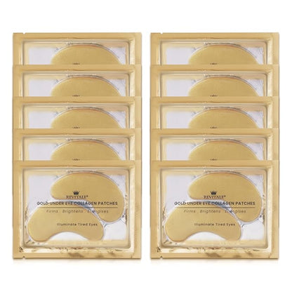 24k Gold Under Eye Collagen Patches, Reduce Puffy Eyes & Dark Circles, Illuminate Tired Eye Masks - Firms, Brightens, Energises (Packets - 10 Pair)