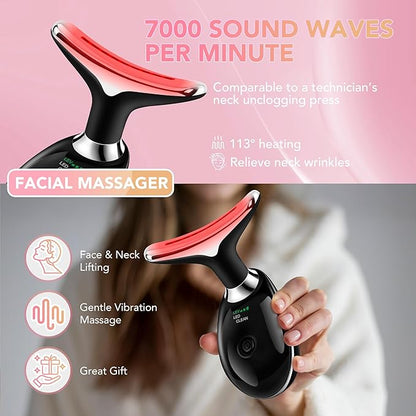 Red-Light-Therapy-for-Face, Facial Massager Wand with 7 Color - Birthday, Christmas, Mothers Day, Valentines Day, Self Care Gifts for Her Women Mom Best Friend Wife Teacher (Black)