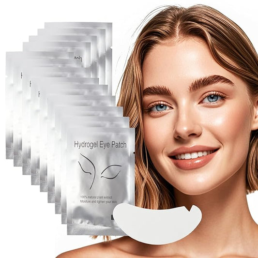 100 Pair V Shape Under Eye Gel Pads Hydrogel Eye Patches For Eyelash Extension, Lint Free Under Hydrogel Eye Mask Pads Lash Extension Supplies(Silver)