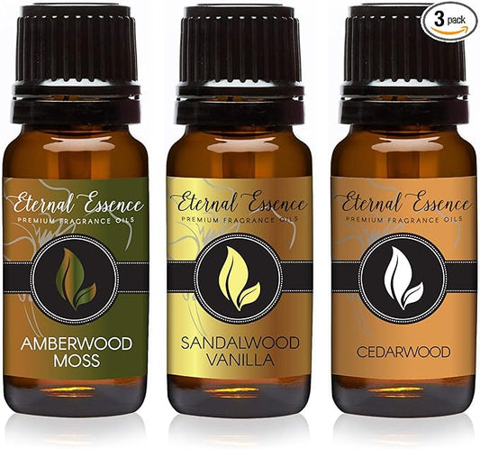 Trio (3) - Amberwood Moss, Sandalwood Vanilla & Cedarwood - Premium Fragrance Oil Trio - 10ML