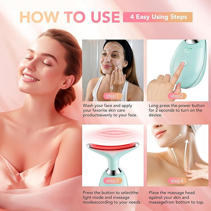 Red-Light-Therapy-for-Face, Facial Massager Wand with 7 Color - Birthday, Christmas, Mothers Day, Valentines Day, Self Care Gifts for Her Women Mom Best Friend Wife Teacher (Emerald Green)