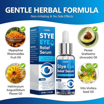 Stye Eye Treatment Serum, Eye Stye Remover for Chalazion, Blepharitis & Stye Removal, Natural Stye Eye Drops, Safe & Fast Relief, 30ml