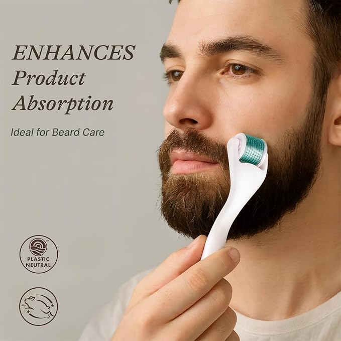 Derma Roller for Scalp, Beard & Face - Microneedling Roller with 540 Titanium 0.25mm Micro Needles, Microneedle Tool for Hair, Skincare Tools for Women & Men