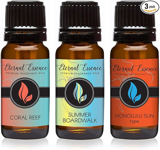 Trio (3) - Summer Boardwalk, Honolulu Sun & Coral Reef - Premium Fragrance Oil Trio - 10ML