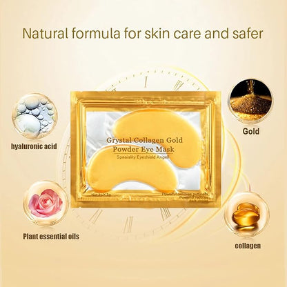 24K Gold Under Eye Patches, 100 Pairs Gold Collagen Under Eye Mask Skincare for Puffiness Eyes Dark Circles Treatments, Rreduce Wrinkles Fine Lines Firm Skin, Spa Salon Estheticians Supplies