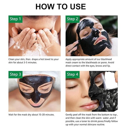 Blackhead Remover Mask, Charcoal Peel Off Face Mask, Purifying & Deep Cleaning Pore, Reduce Nose Face Blackhead, Excess Oil, Blackhead Peel off Masks for Women and Men