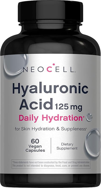 NeoCell Hyaluronic Acid, Daily Hydration for Skin Hydration & Suppleness, 120mg, 60 Capsules (Package May Vary)