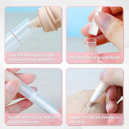 10 Pack 3ml Nail Oil Pen Refillable Transparent Twist Pens, Cuticle Oil Brush for Nails, Empty Nail Oil Pen with Brush Tip, Cuticle Oil Container (10)