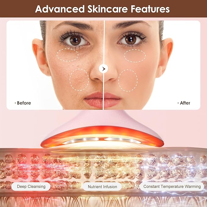 Facial and Neck Massager for Face, Neck - Skin Lifting & Firming - Wrinkle & Dark Circle Reducer - at Home Skin Care Face Sculpting Tool and Neck Massager-Pastel Pink