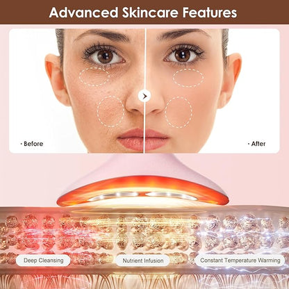 Facial and Neck Massager for Face, Neck - Skin Lifting & Firming - Wrinkle & Dark Circle Reducer - at Home Skin Care Face Sculpting Tool and Neck Massager-Pastel Pink