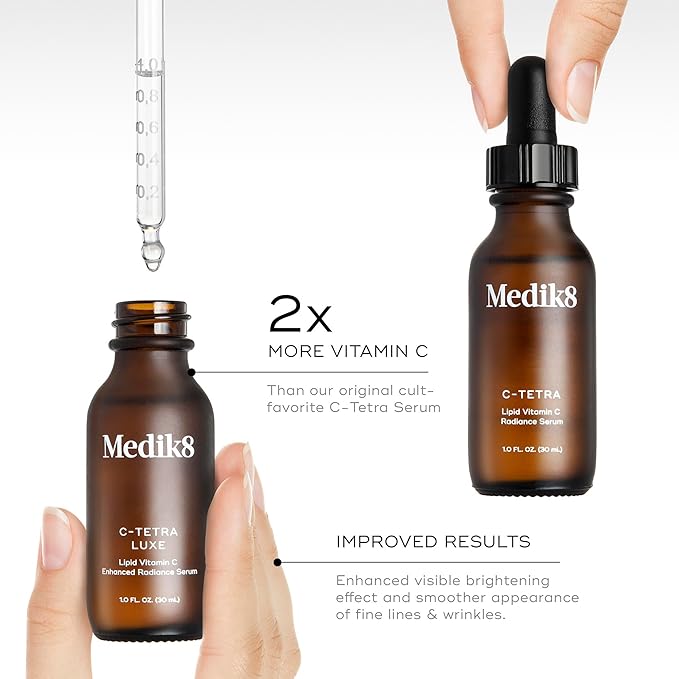 Medik8 C-Tetra Luxe - Brightening, Balancing, Plumping Daily Vitamin C Face Serum - Firms and Smooths Fine Lines and Wrinkles - With Squalane - 1.0 oz