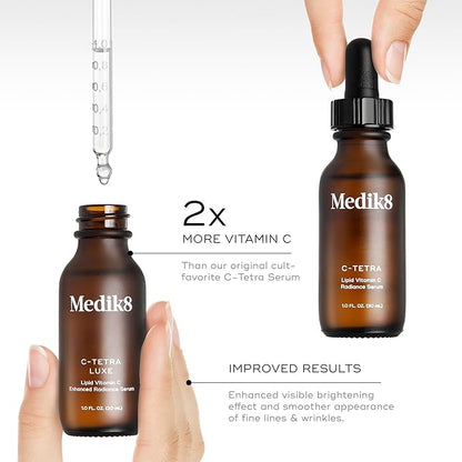 Medik8 C-Tetra Luxe - Brightening, Balancing, Plumping Daily Vitamin C Face Serum - Firms and Smooths Fine Lines and Wrinkles - With Squalane - 1.0 oz