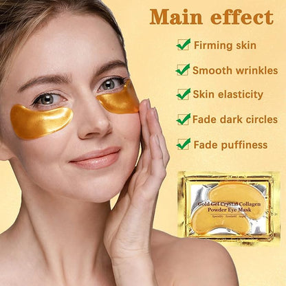 24K Gold Under Eye Patches, 100 Pairs Gold Collagen Under Eye Mask Skincare for Puffiness Eyes Dark Circles Treatments, Rreduce Wrinkles Fine Lines Firm Skin, Spa Salon Estheticians Supplies
