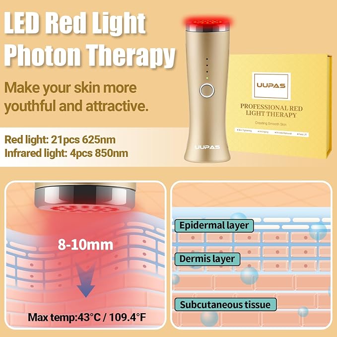 Red Light Therapy for Face - FDA Cleared - UUPAS LED Light Therapy Facial Massager for Face - Skin Tightening Machine for Anti Aging,Wrinkle Removal,Face Lift