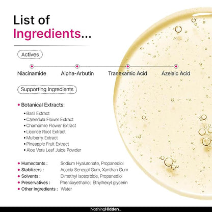 The SkinPixels 10% Niacinamide Brightening & Glow Face Serum – Reduces Dark Spots, Acne, Fine Lines & Wrinkles, Pore Minimizer, Anti-Aging with Tranexamic Acid, Alpha Arbutin & Hyaluronic Acid, 30ml