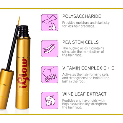iGlow - Professional Eyelash Serum for Longer Eyelashes in Just 6-8 Weeks I Nourishing Lash Serum I Eyelash Growth Serum I Made in Germany I 3ml