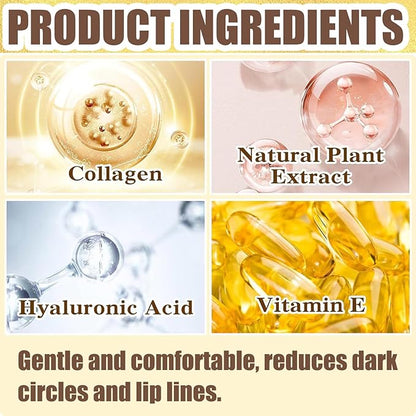 30 Pairs Lip Mask & Under Eye Mask, 24K Crystal Collagen Under Eye Patches for Puffy Eyes, Reducing Fine Lines & Dark Circle, Collagen Lip Mask Sheet Effectively Nourishes the Lip & Eye Skin