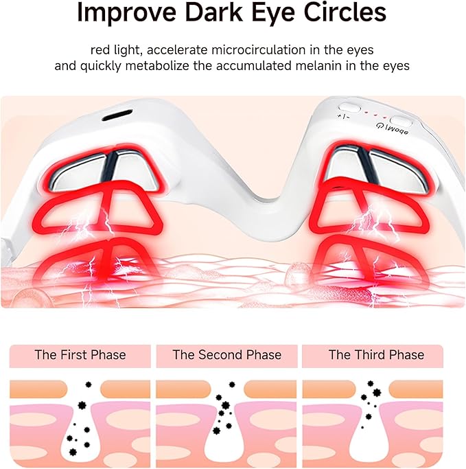 Under-Eye Red Light Therapy Device with Microcurren, 3D Contour Eye Massager for Dark Circles, Eye Bags & Wrinkles, Rechargeable Under Eye Treatment Device for Puffiness and Fine Lines