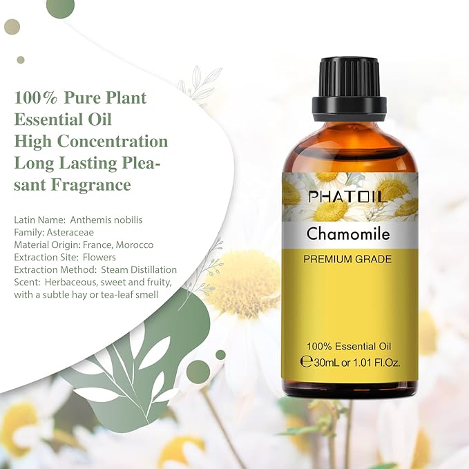 1.01FL.OZ Chamomile Essential Oil, Pure Aromatherapy Essential Oils for Diffuser, Humidifier, Scented Oils for Soap, Candle, Bath Bombs Making(30ML)