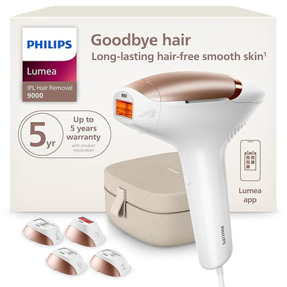 Philips Lumea 9000 Series IPL Hair Removal Device - Alternative to Laser Hair Removal, SenseIQ Technology and Lumea App, 4 Attachments for Body, Face, Bikini & Underarms, for Women & Men, BRI984/03