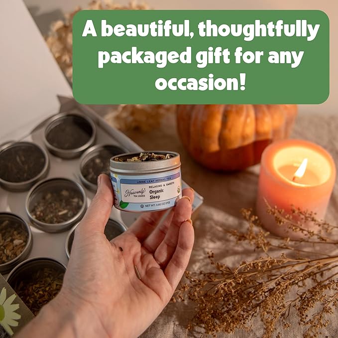 Heavenly Tea Leaves Organic Loose Leaf Herbal Tea Sampler (Approx. 90 Cups of Tea), 9 Naturally Caffeine Free Tisanes - Great Hot or Iced, Mother's Day Gifts for Mom, Health & Immune Support