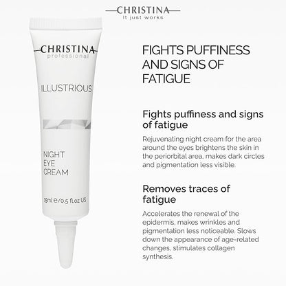 '-CHRISTINA- Illustrious Night Eye Cream with Retinol and Vitamin C | Under Eye Cream Revitalizes, Brightens, Nourishes the Skin | Night Cream for All Skin Types 15ml