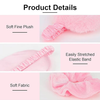 Casoty 18 Pcs Spa Headbands with Plush Sleep Eye Masks Set, Slumber Party Supplies for Women Girls, Skincare Headbands, Makeup Headband for Face Washing Shower Yoga Spa Pajama Party