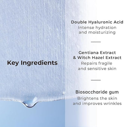'+WIS+ Intensive Hydrating Face Masks 24 EA with Hyaluronic Acid Serum for Dry Skin, Collagen Facial Mask to Pore Minimizing, Elasticity Improvement and Repair Dehydrated Skin, Safe on Sensitive Skin