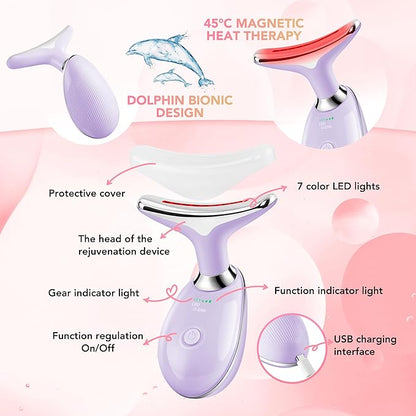 Red-Light-Therapy-for-Face, Facial Massager Wand with 7 Color - Birthday, Christmas, Mothers Day, Valentines Day, Self Care Gifts for Her Women Mom Best Friend Wife Teacher (Purple)