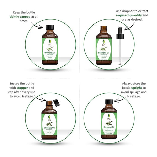 SVA Bhringraj Premium Carrier Oil 4oz (118ml) With Dropper for Hair Oiling, Scalp Massage & Skin Care