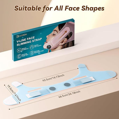 JUSRON V-Line Mask Chin Up Mask Face Strap, Soft Silicone Chin Strap V Shaped Face Mask, Jaw Exerciser 23-27 Inches (Light Blue)