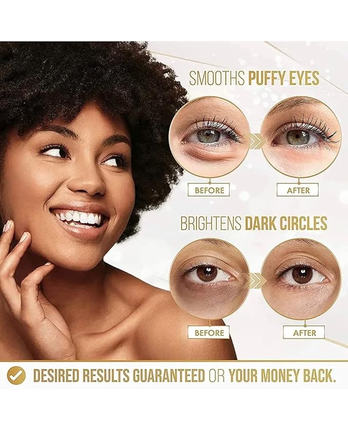 24k Gold Eye Mask Formulated for Puffy Eyes & Dark Circles for Men and Women 20 Pairs Under Eye Patches for Maximum Results SLEEPING WRINKLE REMOVE MASK REMOVING PUFFINESS UNDER EYE CARE COLLAGEN MASK